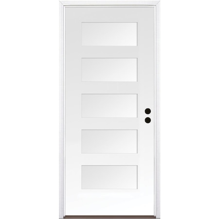 Codel Doors 36" x 80" Primed White Shaker Exterior Fiberglass Door 3068LHISPSF5PSHK491626DB